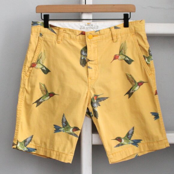 Levi's Xx Chino Taper II Yellow Hummingbird Pattern Shorts Men's Size 31 x 9.5 - Picture 5 of 9